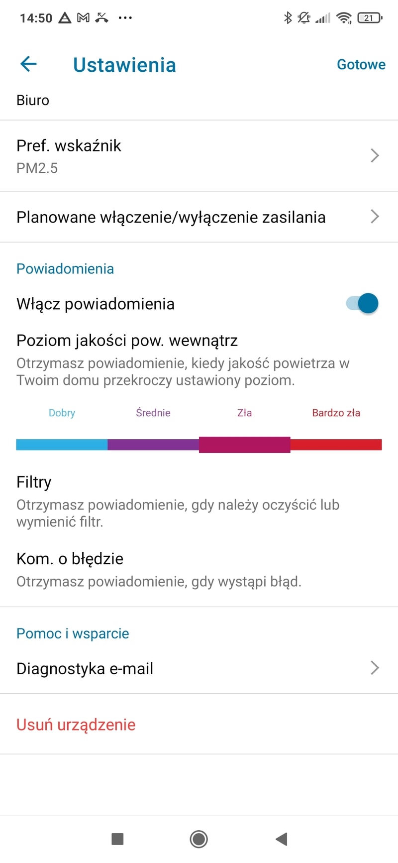 Aplikacja CleanHome+ ustawienia philips ac2729/50