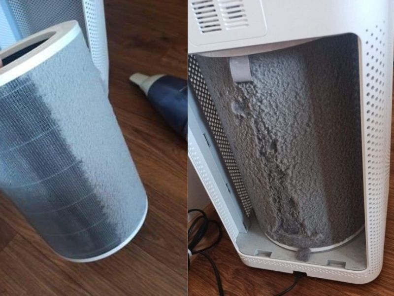 Zakurzony filtr w oczyszczaczu powietrza Xiaomi