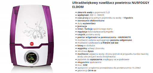 Nawilżacz ultradźwiekowy ELDOM