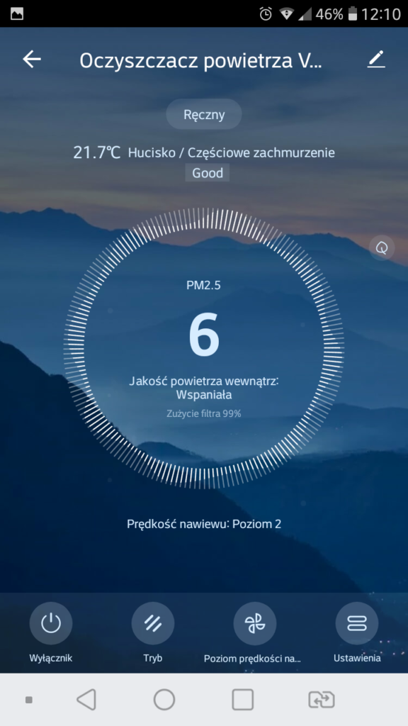 Aplikacja Tuya Smart Vesfrost poziom zanieczyszczeń