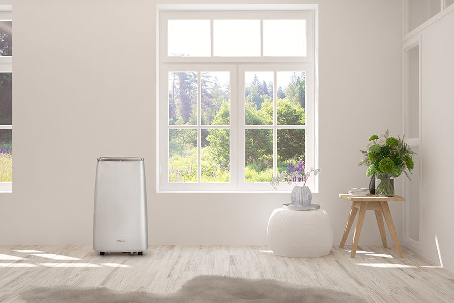 Klimatyzator przenośny z funkcją oczyszczania Fersk Vind WiFi Silver w pokoju