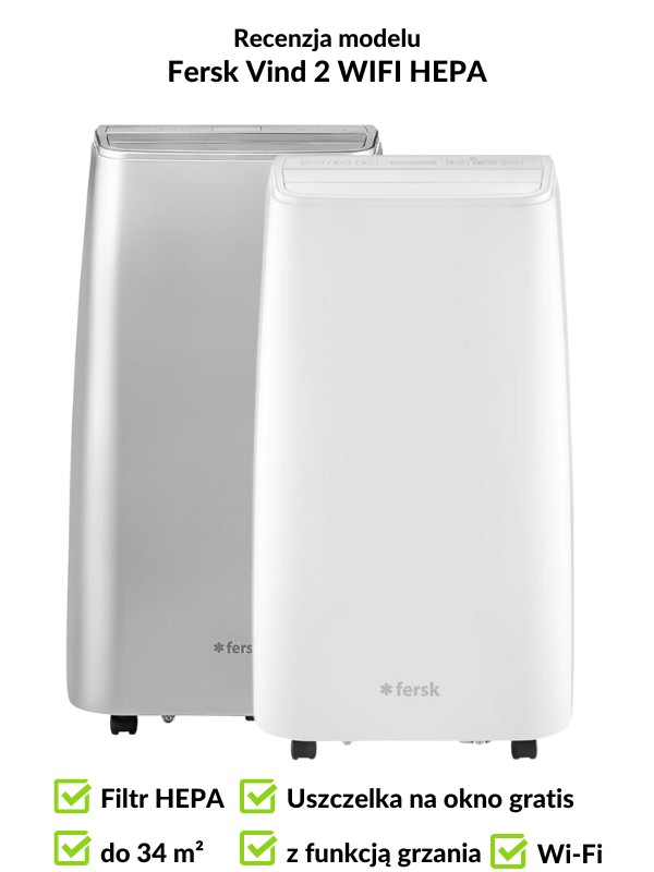 Klimatyzator przenośny Fersk Vind 2 WIFI HEPA biały i srebrny