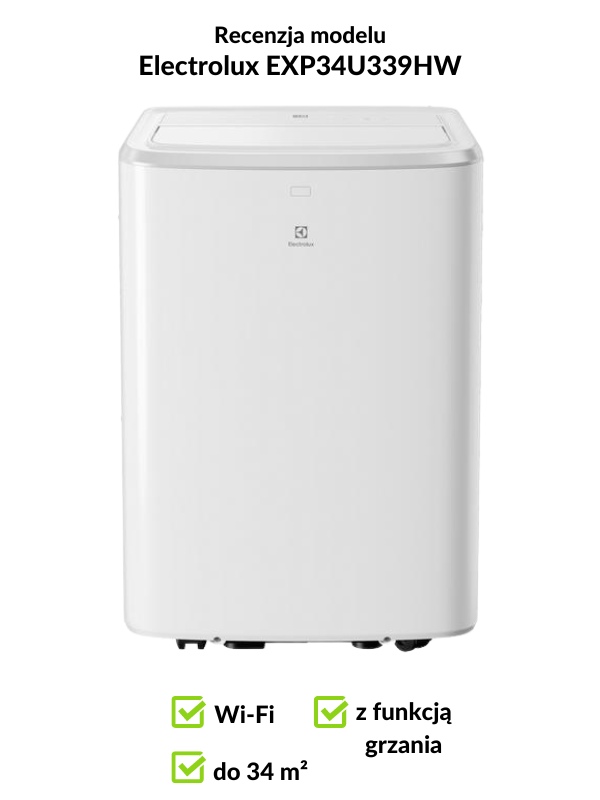 Klimatyzator przenośny Electrolux EXP34U339HW przód recenzja