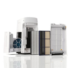 Oczyszczacz powietrza Sharp UA-KIL80E-W z wyciągniętymi filtrami